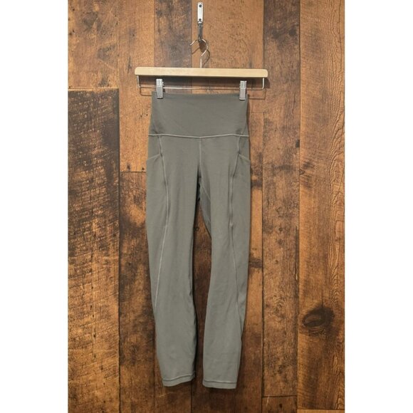 Lululemon Align High Rise Crop with Pockets 23" Grey Sage Sz 2 - Picture 2 of 7